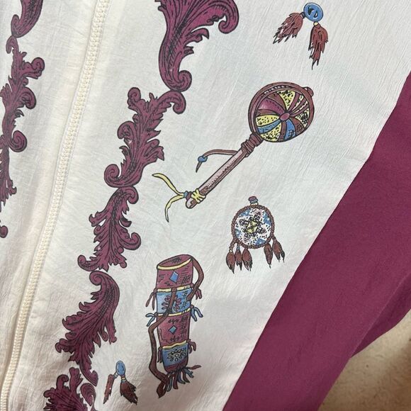 Vintage 80’s Native American Print Windbreaker Bomber Jacket - Picture 5 of 12